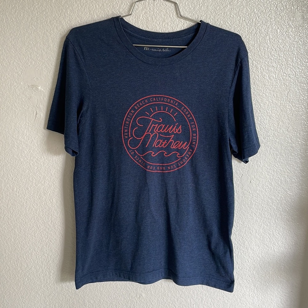 Travis Mathew blue and red graphic Pima cotton t shirt